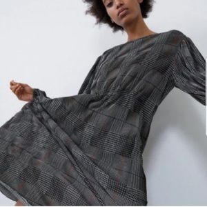 Zara houndstooth midi dress NWT